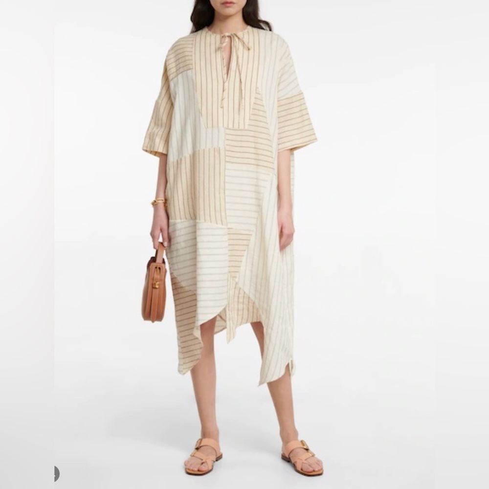 Loewe Pinstriped Linen-Blend Tunic Dress SS22